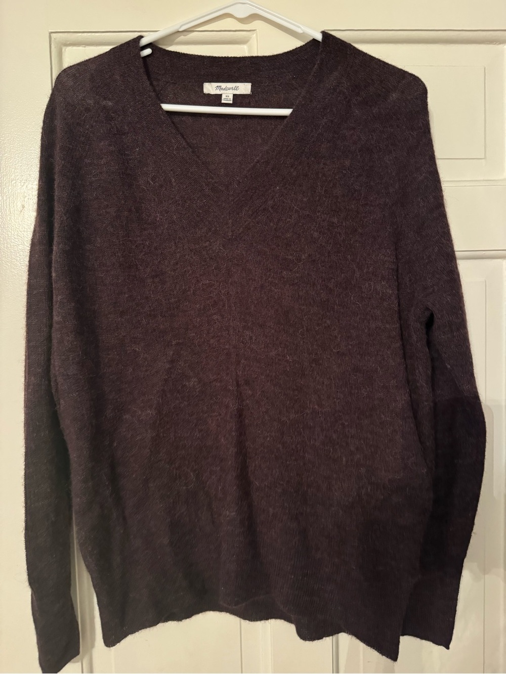 Madewell Women's V-Neck Sweater in Deep Plum